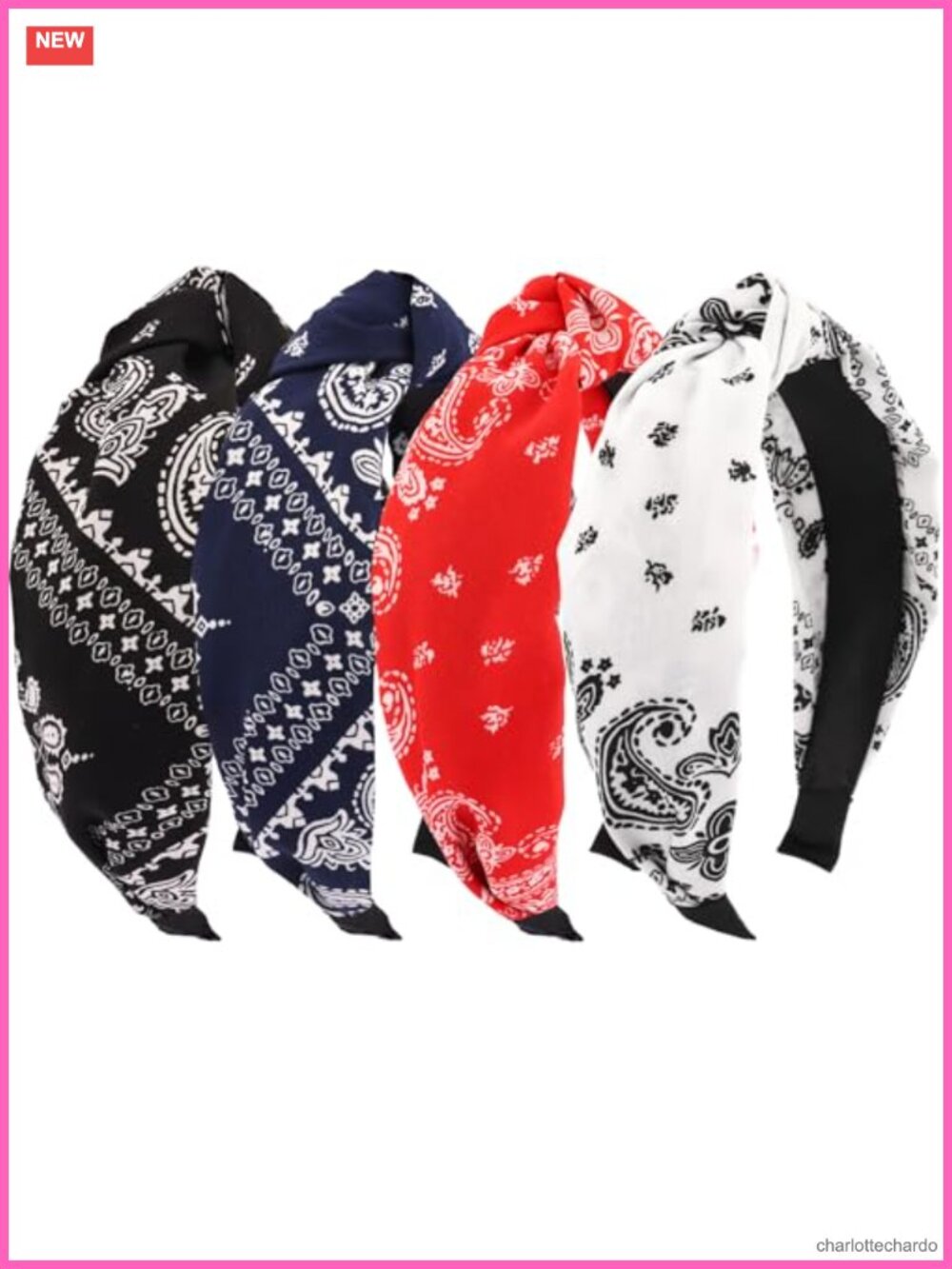 4pc Bandana Knotted Headbands Paisley Print Hair Hoops